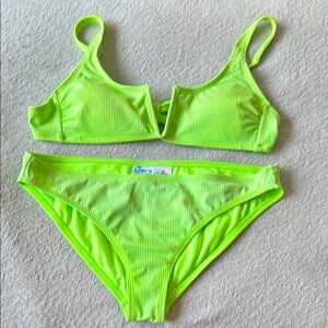 Lime green California Waves Juniors bikini, size M